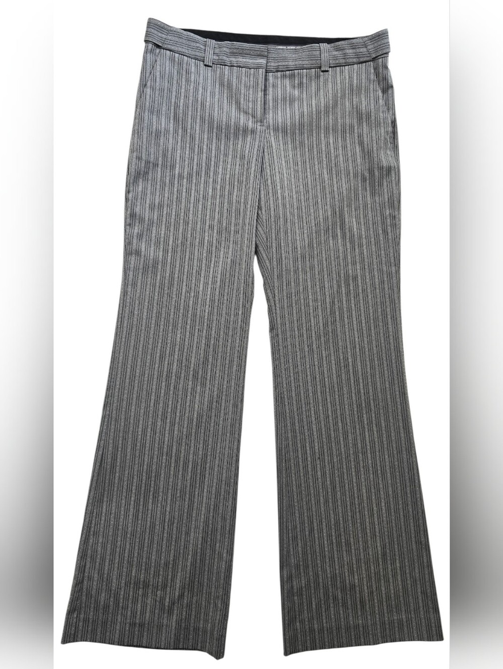 Express Design Studio Editor Striped Flare Pants Gray & Black Size 8